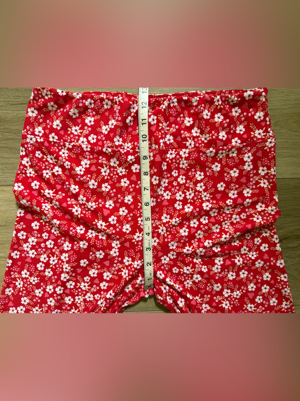 LULAROE Vibrant Red Floral Leggings EUC - Picture 5 of 9